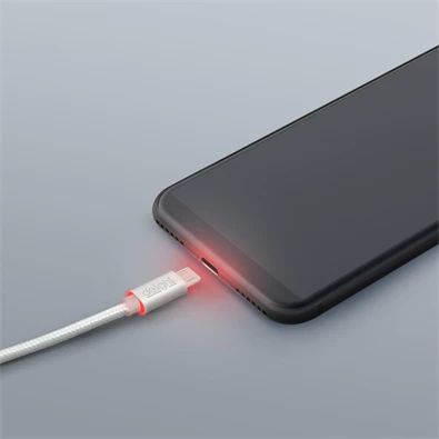 Delight LED fénnyel microUSB 1m fehér adatkábel Delight LED fénnyel microUSB 1m fehér adatkábel