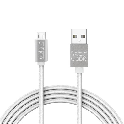 Delight LED fénnyel microUSB 1m fehér adatkábel Delight LED fénnyel microUSB 1m fehér adatkábel