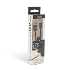 Delight LED fénnyel microUSB 1m fekete adatkábel Delight LED fénnyel microUSB 1m fekete adatkábel