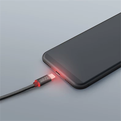 Delight LED fénnyel microUSB 1m fekete adatkábel Delight LED fénnyel microUSB 1m fekete adatkábel