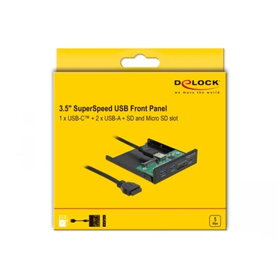 Delock 64058 1xUSB-C 3.2/2xUSB-A + SD/MicroSD 3,5" beépíthető kártyaolvasó Delock 64058 1xUSB-C 3.2/2xUSB-A + SD/MicroSD 3,5" beépíthető kártyaolvasó