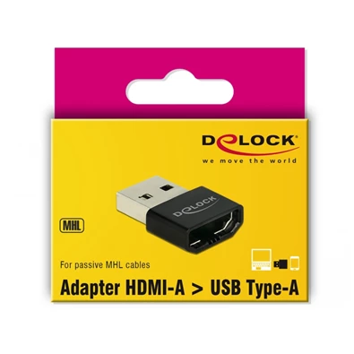 Delock 65680 HDMI-A anya > USB-A apa fekete adapter Delock 65680 HDMI-A anya > USB-A apa fekete adapter