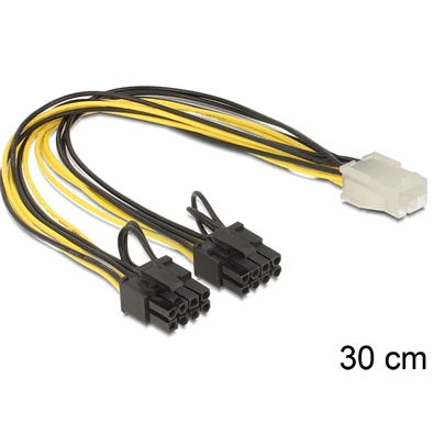 Delock 83433 PCI Expressz táp 6 pin anya > 2 x 8 pin apa tápkábel Delock 83433 PCI Expressz táp 6 pin anya > 2 x 8 pin apa tápkábel