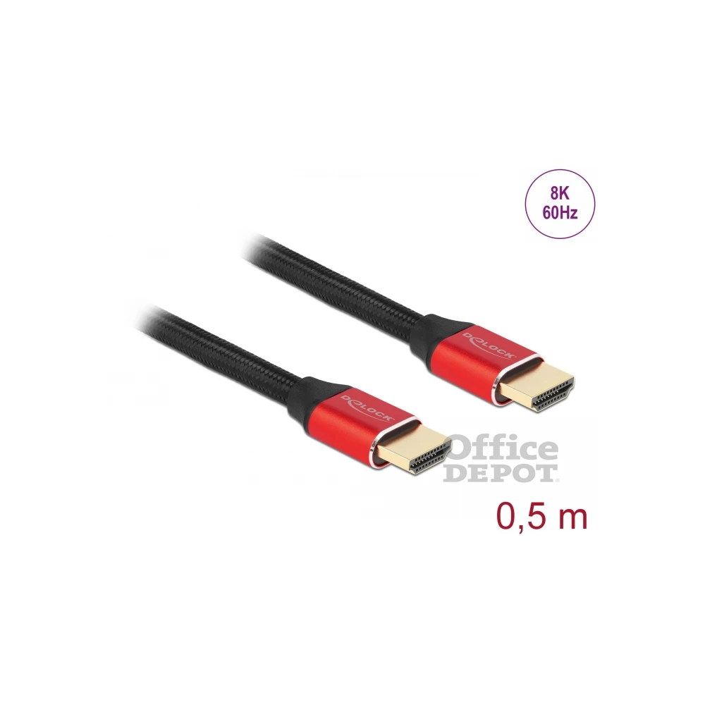 Delock 85772 50cm Ultra nagy sebességű HDMI 48Gbps 8K 60Hz piros kábel