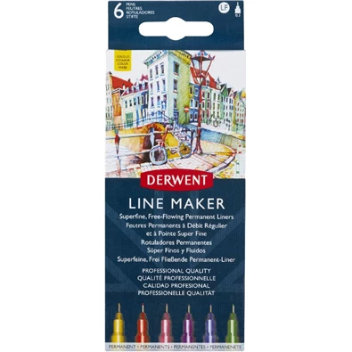 Derwent Line Marker 6 színű 0,3mm tűfilc készlet Derwent Line Marker 6 színű 0,3mm tűfilc készlet