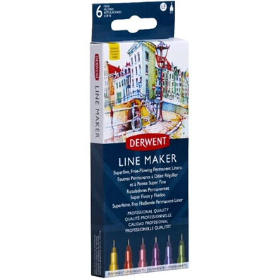Derwent Line Marker 6 színű 0,3mm tűfilc készlet Derwent Line Marker 6 színű 0,3mm tűfilc készlet