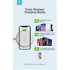 Devia ST346170 Qi univerzális vezeték nélküli töltő állomás - 15W - Allen Series V3 Ultra - fehér Devia ST346170 Qi univerzális vezeték nélküli töltő állomás - 15W - Allen Series V3 Ultra - fehér