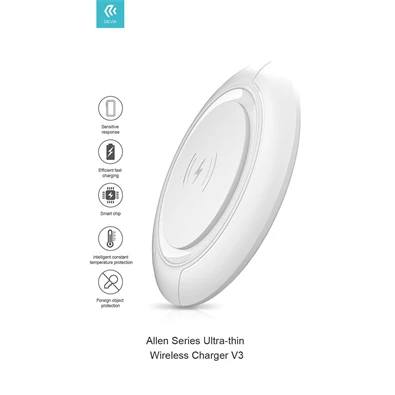 Devia ST346170 Qi univerzális vezeték nélküli töltő állomás - 15W - Allen Series V3 Ultra - fehér Devia ST346170 Qi univerzális vezeték nélküli töltő állomás - 15W - Allen Series V3 Ultra - fehér