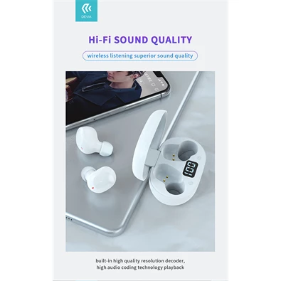 Devia ST351020 Bluetooth v5.0 Joy A6 Series TWS with Charging Case - fekete sztereó headset Devia ST351020 Bluetooth v5.0 Joy A6 Series TWS with Charging Case - fekete sztereó headset