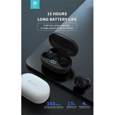 Devia ST351020 Bluetooth v5.0 Joy A6 Series TWS with Charging Case - fekete sztereó headset Devia ST351020 Bluetooth v5.0 Joy A6 Series TWS with Charging Case - fekete sztereó headset