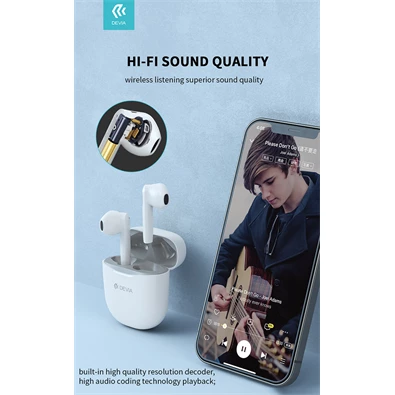 Devia ST351075 Joy A10 Bluetooth True Wireless fehér fülhallgató Devia ST351075 Joy A10 Bluetooth True Wireless fehér fülhallgató