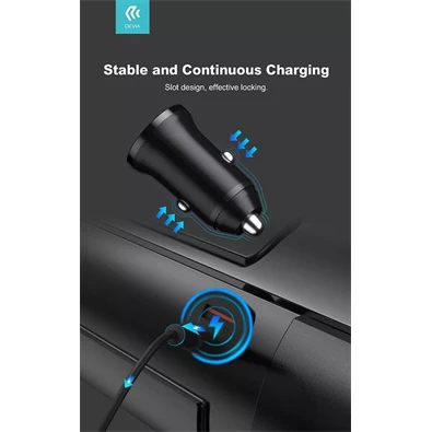 Devia ST359408 Smart Mini 20W USB/Type-C fekete szivargyújtó töltő Devia ST359408 Smart Mini 20W USB/Type-C fekete szivargyújtó töltő