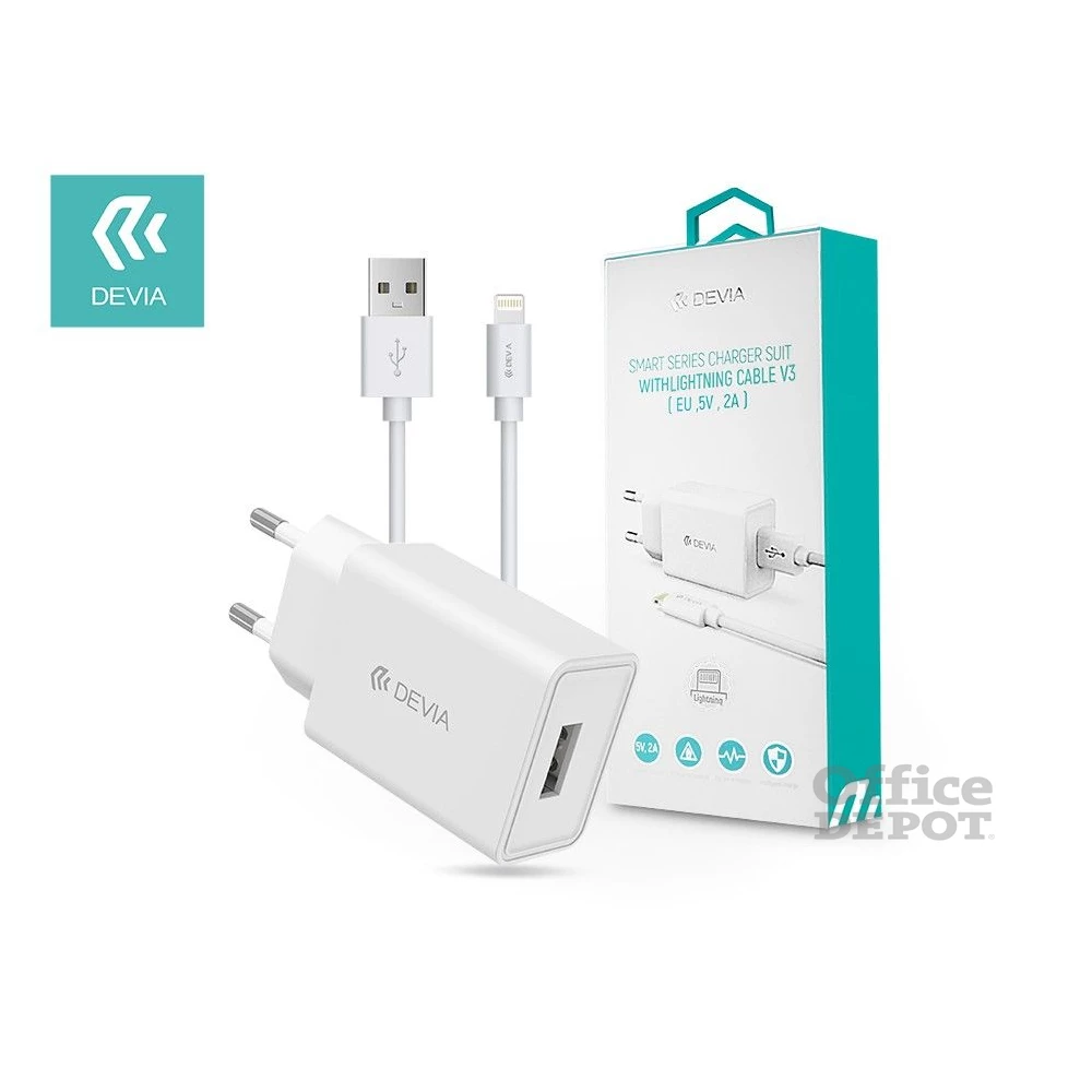 Devia ST362309 5V/2A Smart USB hálózati töltő adapter + Lightning kábel