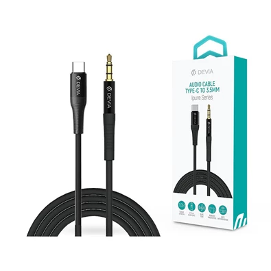 Devia ST365683 1m 3,5mm jack - Type-C fekete audio kábel