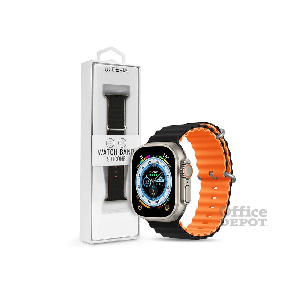 Devia ST381591 Apple Watch 38/40/41mm fekete/narancs szilikon sport szíj