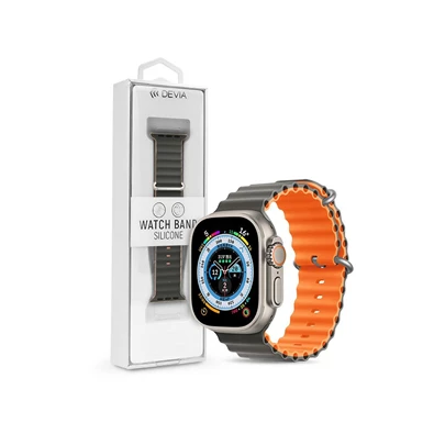 Devia ST381614 Apple Watch 38/40/41mm szürke/narancs szilikon sport szíj Devia ST381614 Apple Watch 38/40/41mm szürke/narancs szilikon sport szíj