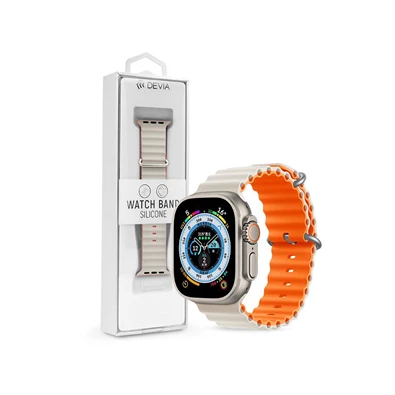 Devia ST381621 Apple Watch 38/40/41mm fehér/narancs szilikon sport szíj Devia ST381621 Apple Watch 38/40/41mm fehér/narancs szilikon sport szíj