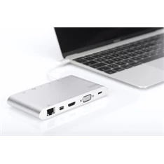 Digitus DA-70861 USB-C 11 portos univerzális notebook dokkoló állomás Digitus DA-70861 USB-C 11 portos univerzális notebook dokkoló állomás