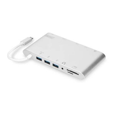 Digitus DA-70861 USB-C 11 portos univerzális notebook dokkoló állomás Digitus DA-70861 USB-C 11 portos univerzális notebook dokkoló állomás