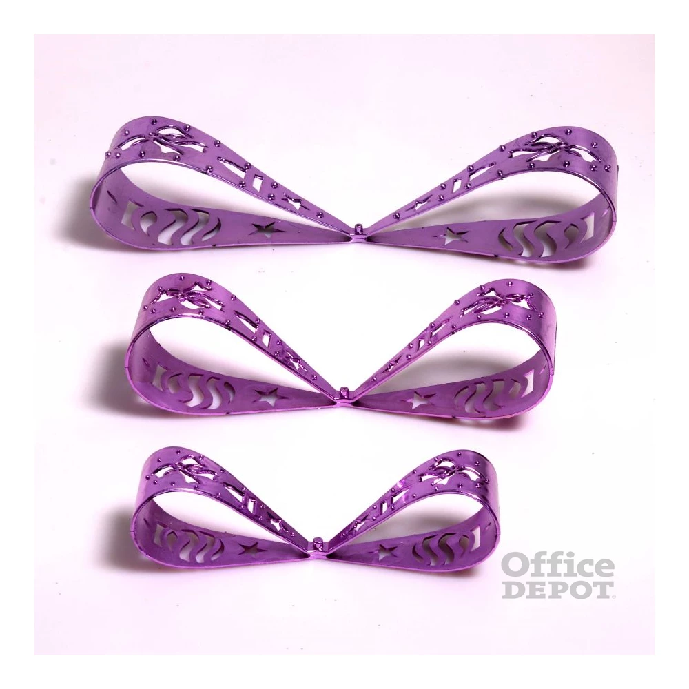Doboz alakú /1db 20cm, 1db 25cm, 1db 30cm/ ezüst-lila fémdoboz műanyag masnival dekor szett