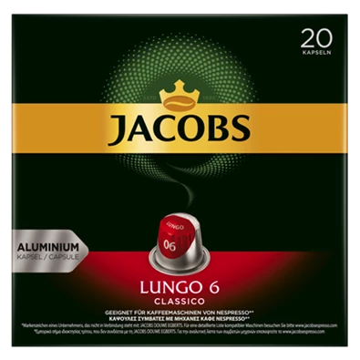 Douwe Egberts Jacobs Lungo Classico Nespresso kompatibilis 20 db kávékapszula Douwe Egberts Jacobs Lungo Classico Nespresso kompatibilis 20 db kávékapszula