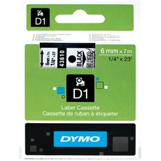 Dymo D1 6mmx7m fekete/áttetsző feliratozógép szalag