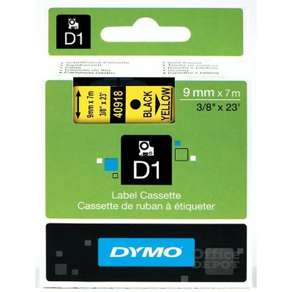 Dymo D1 9mmx7m fekete/sárga feliratozógép szalag