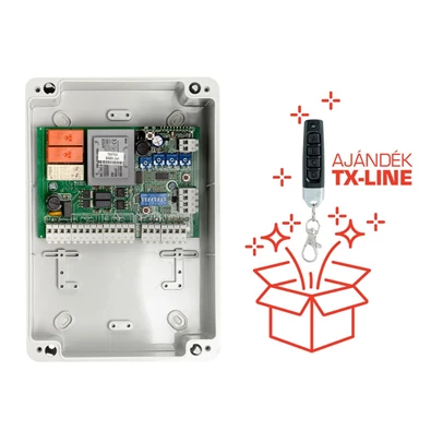 ECO-2 433MHz univerzális vevővel/2x350W/kétmotoros vezérlés + TX-LINE távadó ECO-2 433MHz univerzális vevővel/2x350W/kétmotoros vezérlés + TX-LINE távadó