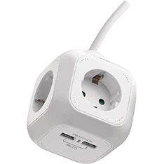 EMOS P04219GU 4 aljzat 1,9méter 1,5mm2 kapcsolós USB-s fehér hosszabbító EMOS P04219GU 4 aljzat 1,9méter 1,5mm2 kapcsolós USB-s fehér hosszabbító