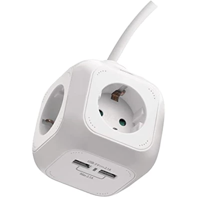EMOS P04219GU 4 aljzat 1,9méter 1,5mm2 kapcsolós USB-s fehér hosszabbító EMOS P04219GU 4 aljzat 1,9méter 1,5mm2 kapcsolós USB-s fehér hosszabbító