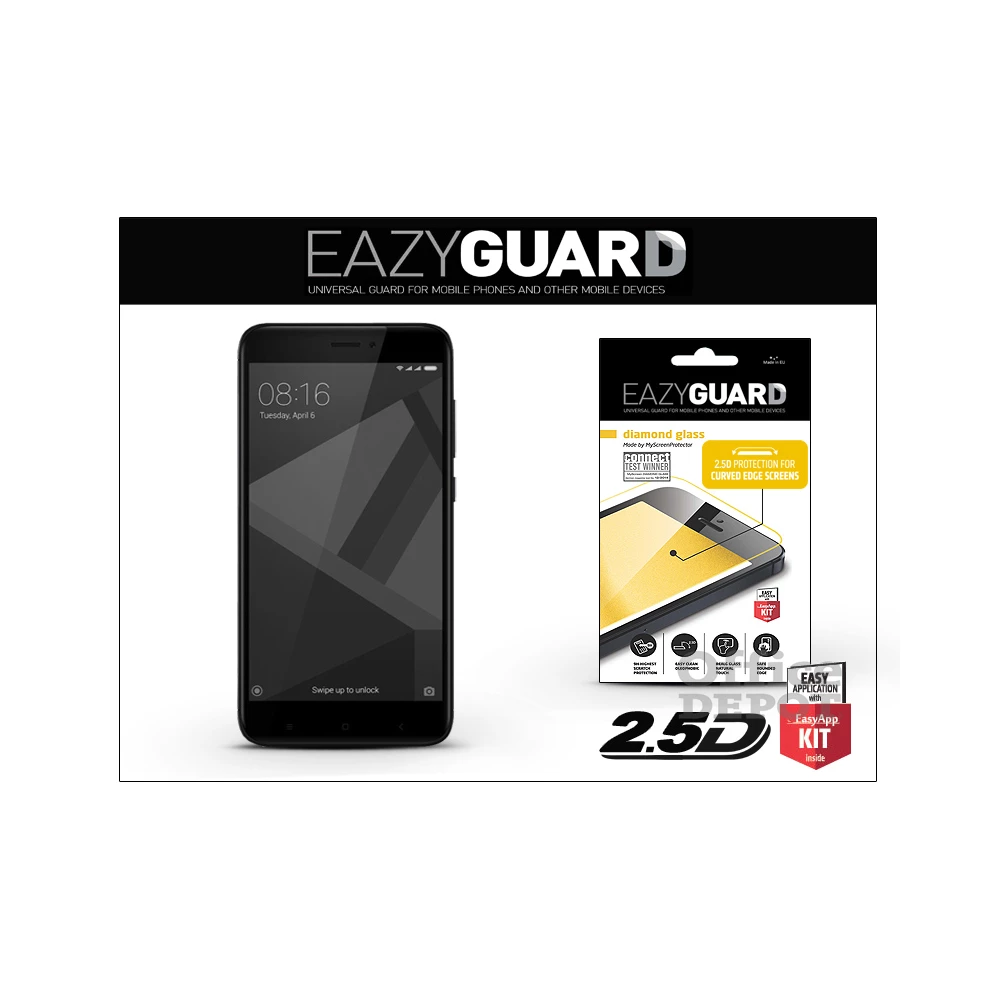 EazyGuard LA-1281 Xiaomi Redmi 4X fekete 2.5D üveg kijelzővédő fólia