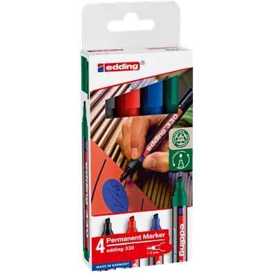 Edding 330 4db-os 1-5mm vegyes színű permanent marker készlet Edding 330 4db-os 1-5mm vegyes színű permanent marker készlet