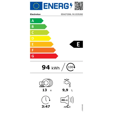 Electrolux EEA27200L beépíthető 13 terítékes mosogatógép Electrolux EEA27200L beépíthető 13 terítékes mosogatógép