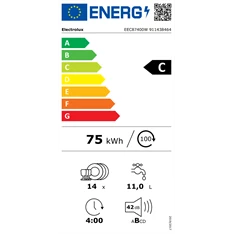Electrolux EEC87400W beépíthető 14 terítékes mosogatógép Electrolux EEC87400W beépíthető 14 terítékes mosogatógép
