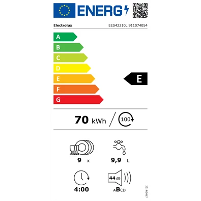 Electrolux EES42210L beépíthető keskeny 9 terítékes mosogatógép Electrolux EES42210L beépíthető keskeny 9 terítékes mosogatógép