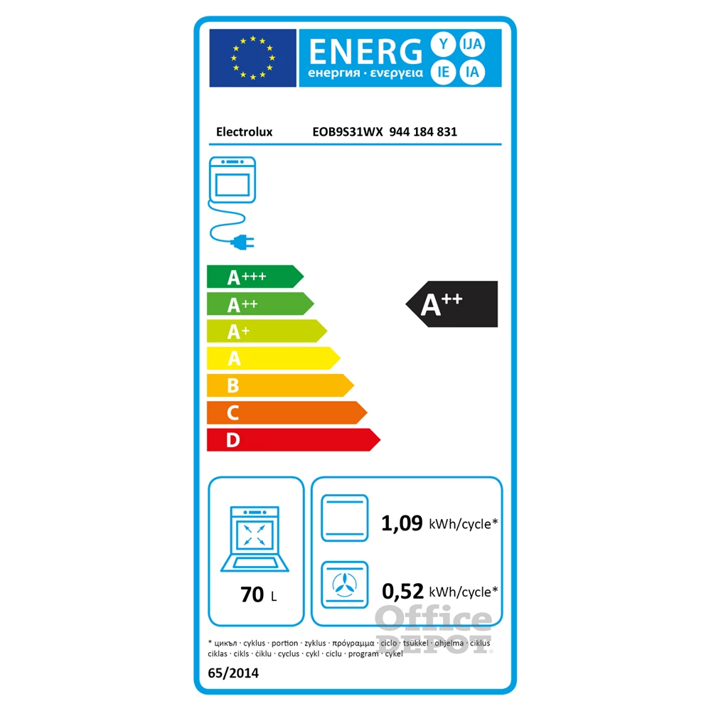 Electrolux EOB9S31WX inox, beépíthető, sütőtér: 70L, grill, légkeverés, gőzsütő