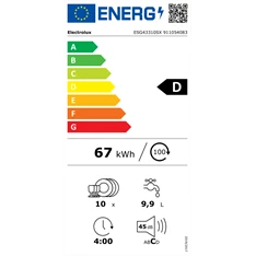Electrolux ESG43310SX keskeny 10 terítékes inox mosogatógép Electrolux ESG43310SX keskeny 10 terítékes inox mosogatógép