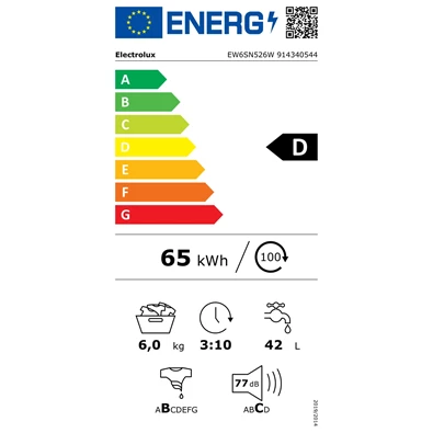 Electrolux EW6SN526W keskeny 6 kg elöltöltős mosógép Electrolux EW6SN526W keskeny 6 kg elöltöltős mosógép