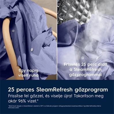 Electrolux EW7W5697QE SteamCare fehér, elöltöltős, max.1600ford., 9 kg/5 kg, mosó-szárítógép