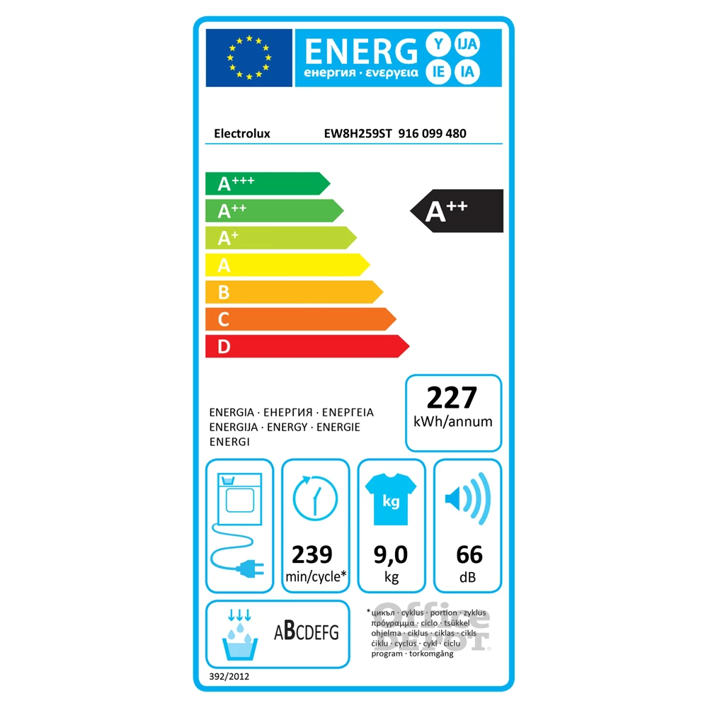 Electrolux EW8H259ST fehér, 9 kg, hőszivattyús, szárítógép