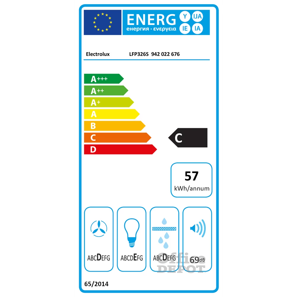 Electrolux LFP326S inox, beépíthető, hagyományos, méret:60 cm, teleszkópos, zajszint:69 dB, páraelszívó
