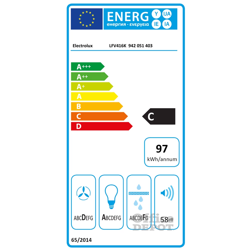 Electrolux LFV416K fekete, beépíthető, kürtős, méret:60 cm, zajszint:58 dB, páraelszívó
