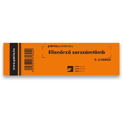 Ellenőrző sorszámtömb 100 lapos 146x40 mm sárga Ellenőrző sorszámtömb 100 lapos 146x40 mm sárga