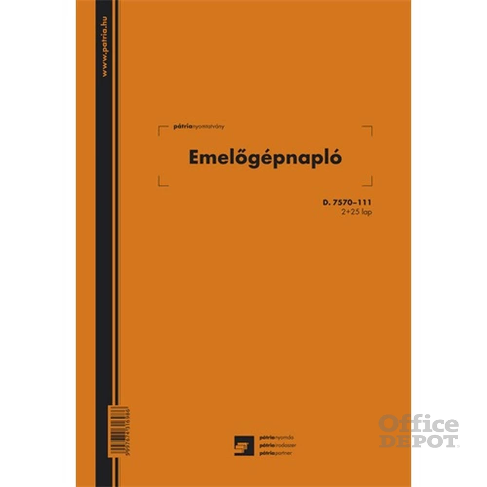D.7570-111 A4 2+25lapos álló "Emelőgépnapló" nyomtatvány