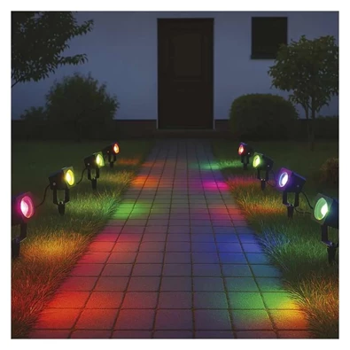 Emos GoSmart 4 darabos, 7 W, RGBIC dimmelhető, WiFi kültéri LED spotlámpa, kezdő készlet Emos GoSmart 4 darabos, 7 W, RGBIC dimmelhető, WiFi kültéri LED spotlámpa, kezdő készlet