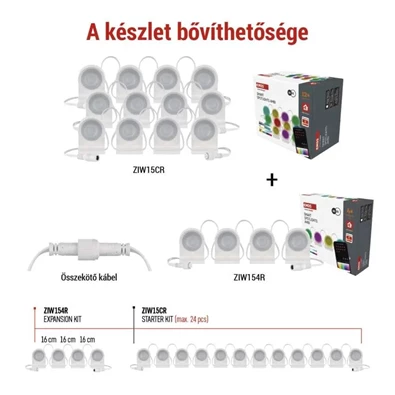 Emos GoSmart 85 cm-es lánc, 4 rész, 7 W, RGBIC+CCT, dimmelhető, WiFi LED reflektor Emos GoSmart 85 cm-es lánc, 4 rész, 7 W, RGBIC+CCT, dimmelhető, WiFi LED reflektor