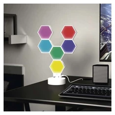 Emos GoSmart Hexagon fehér, 6 részből álló, RGBIC dimmelhető, WiFi LED asztali lámpa Emos GoSmart Hexagon fehér, 6 részből álló, RGBIC dimmelhető, WiFi LED asztali lámpa