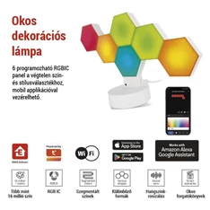 Emos GoSmart Hexagon fehér, 6 részből álló, RGBIC dimmelhető, WiFi LED asztali lámpa Emos GoSmart Hexagon fehér, 6 részből álló, RGBIC dimmelhető, WiFi LED asztali lámpa