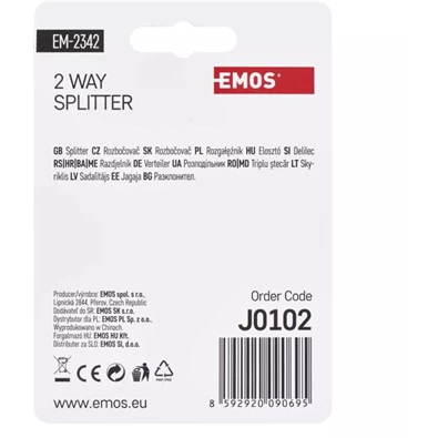Emos J0102 EM2342 2 utas antenna elosztó Emos J0102 EM2342 2 utas antenna elosztó