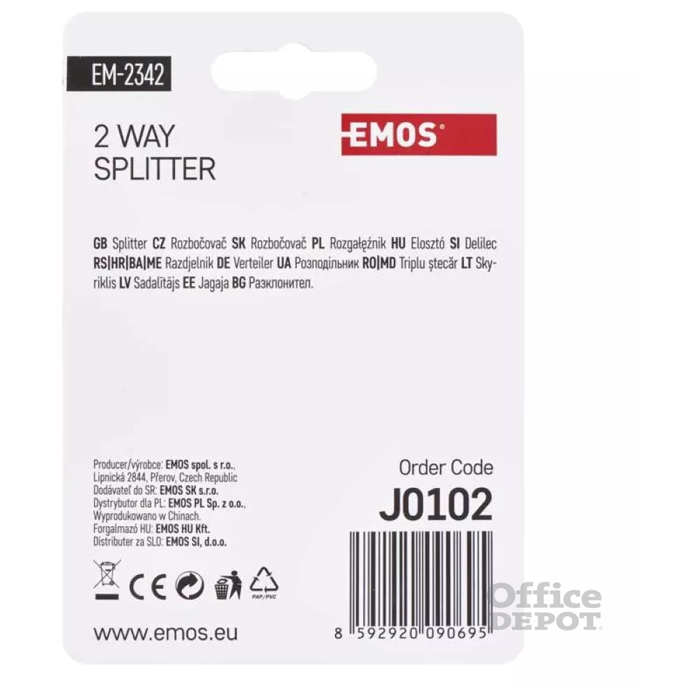 Emos J0102 EM2342 2 utas antenna elosztó